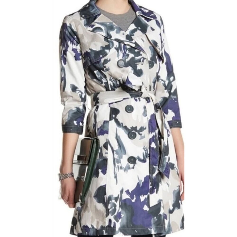 Vertigo Paris Womens Desert Terrain Camo Trench Coat size Medium